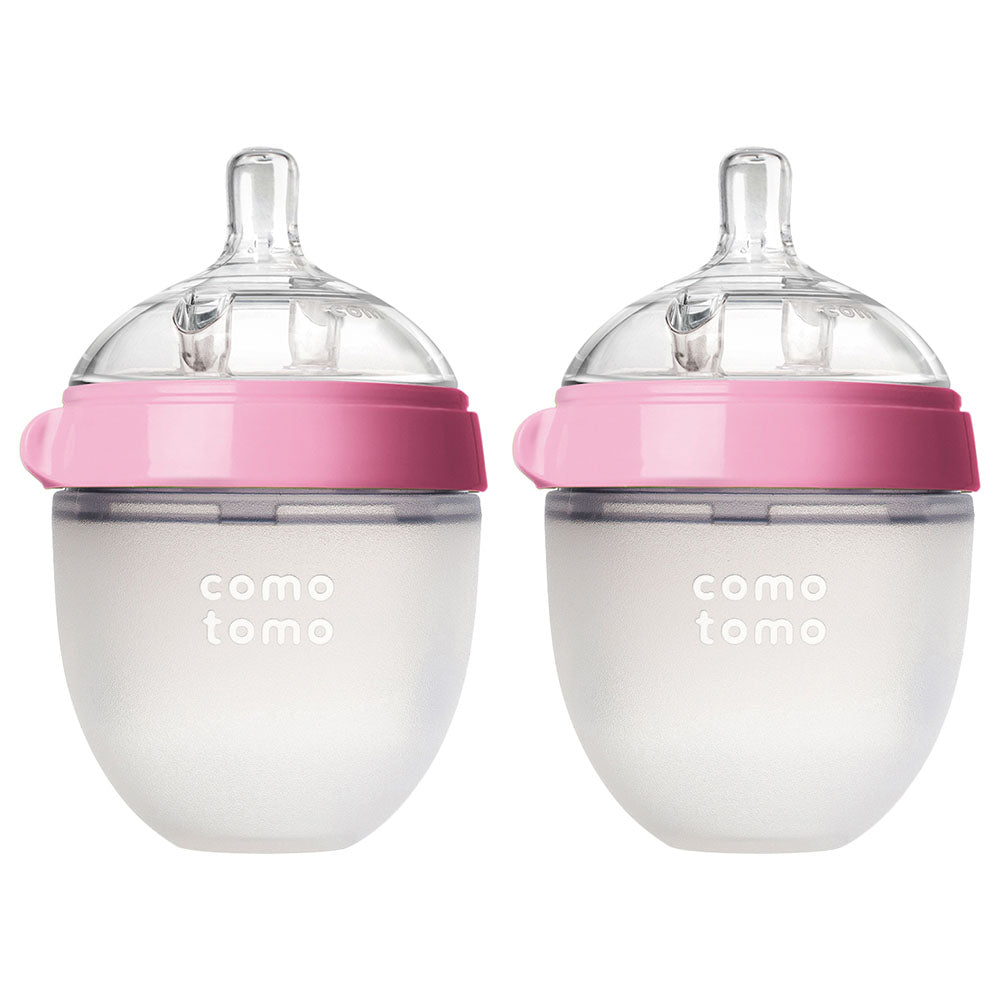 Comotomo Natural Feel Baby Bottle Double Pack (Pink, 150ml)