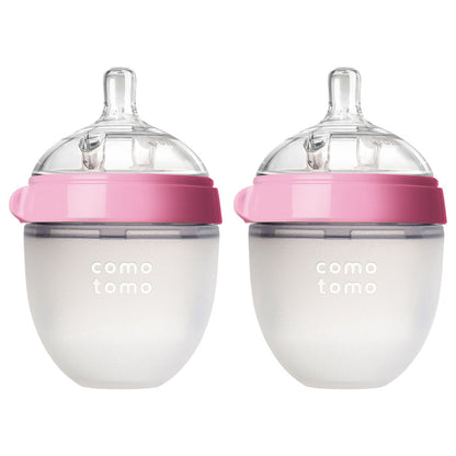 Comotomo Natural Feel Baby Bottle Double Pack (Pink, 150ml)