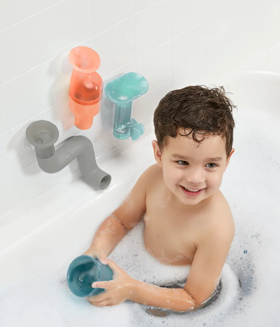 Boon Tubes Interactive Baby and Toddler Building Bath Toy Set (3 Tubes)