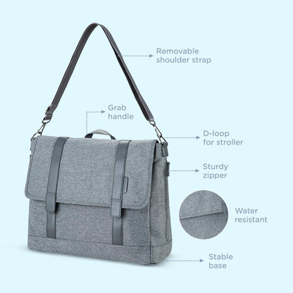 Little Story Dad's Diaper Bag With Changing Mat & Stroller Straps (Grey)