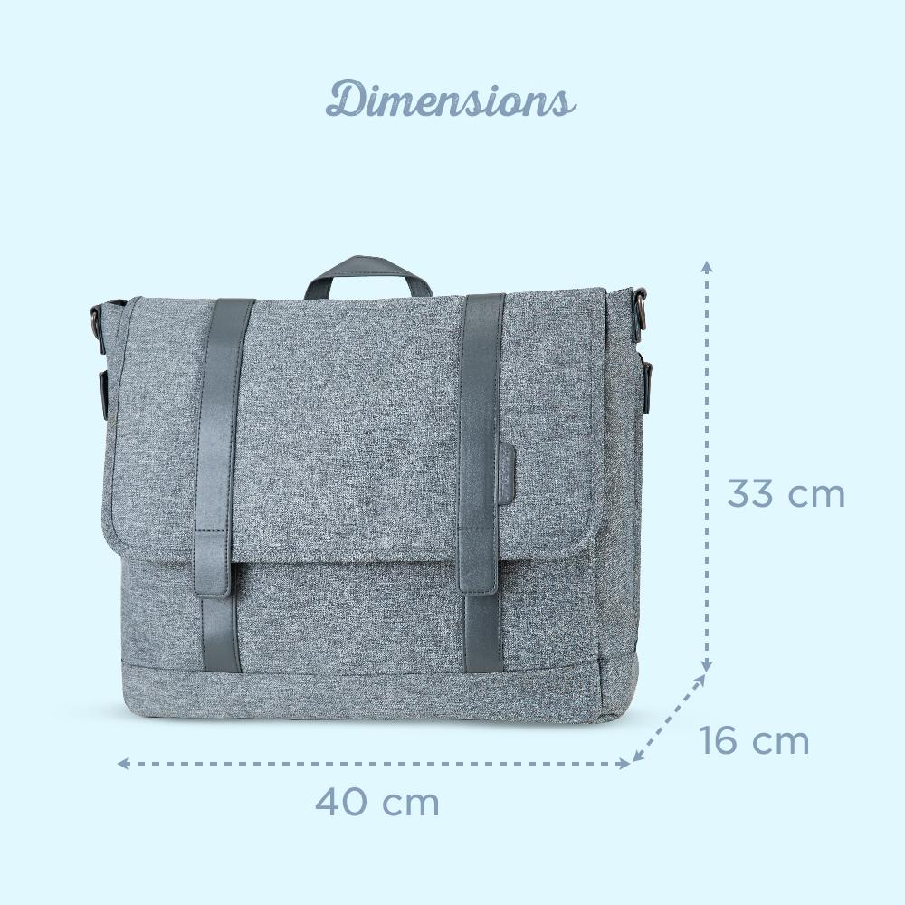 Little Story Dad's Diaper Bag With Changing Mat & Stroller Straps (Grey)