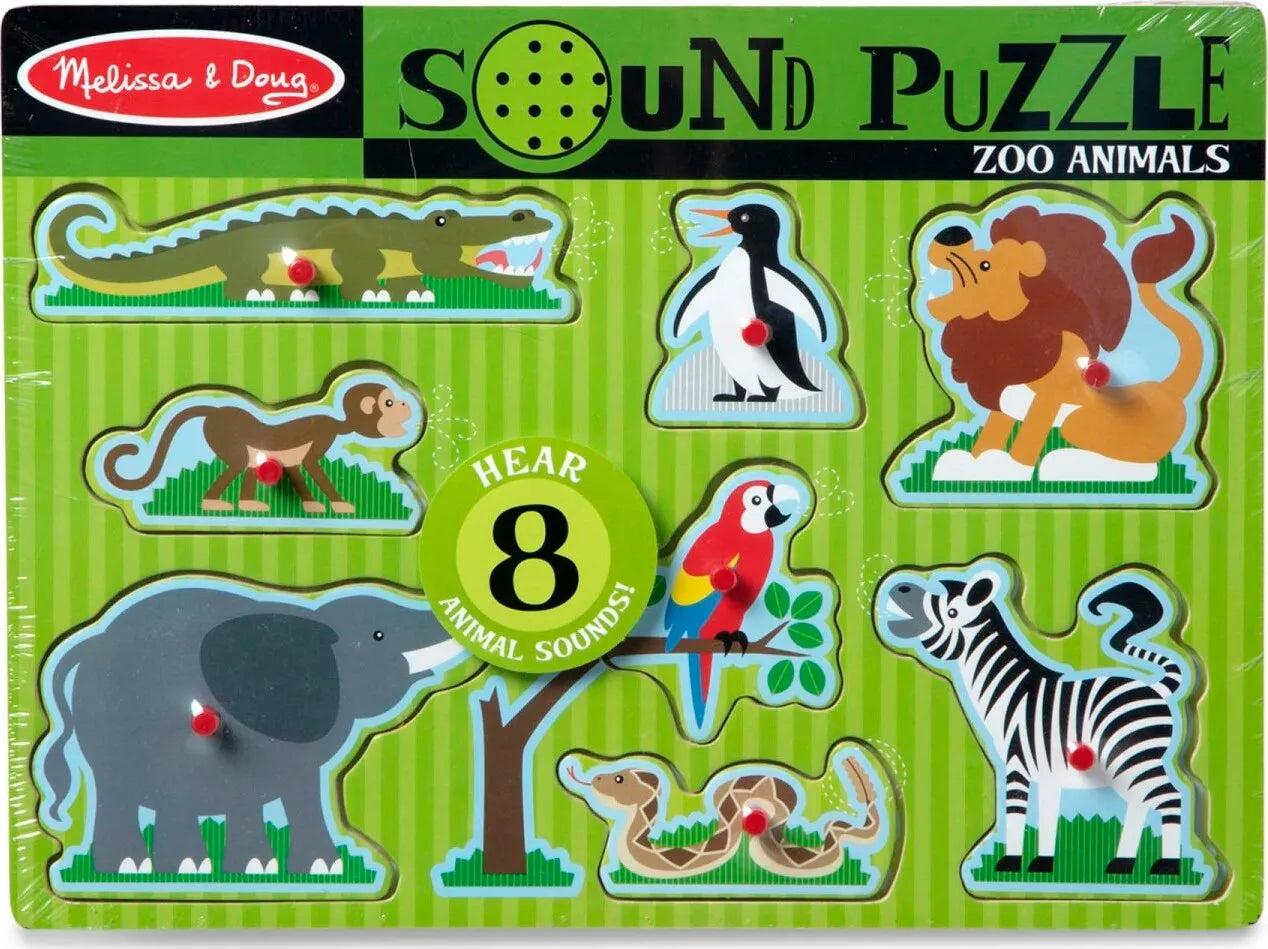 Melissa & Doug Zoo Animals Sound Puzzle - Wooden Peg Puzzle With Sound Effects