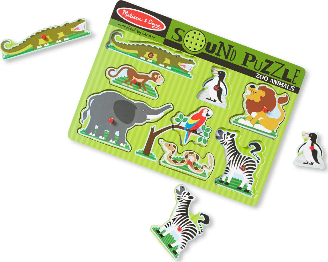 Melissa & Doug Zoo Animals Sound Puzzle - Wooden Peg Puzzle With Sound Effects
