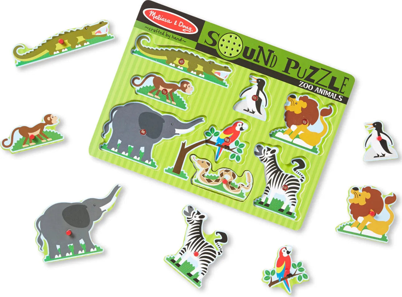 Melissa & Doug Zoo Animals Sound Puzzle - Wooden Peg Puzzle With Sound Effects