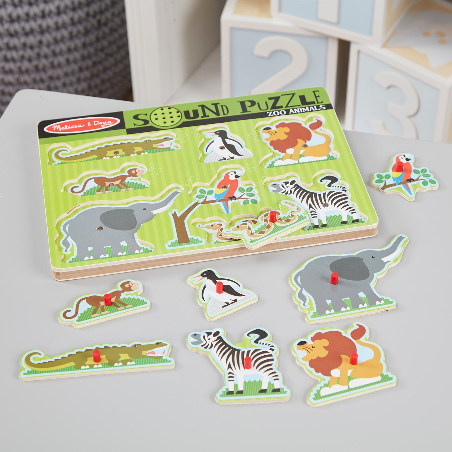 Melissa & Doug Zoo Animals Sound Puzzle - Wooden Peg Puzzle With Sound Effects
