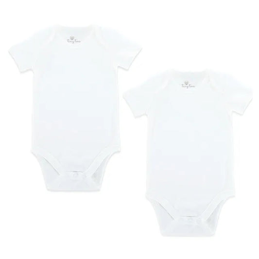 Tiny Toes - 100% Cotton Pack of 2 Short Sleeve Bodysuit - White (0-3m)