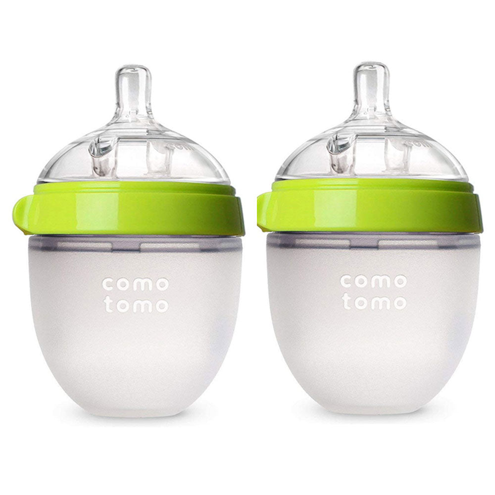 Comotomo Natural Feel Baby Bottle Double Pack (Green, 150ml)