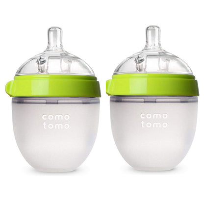 Comotomo Natural Feel Baby Bottle Double Pack (Green, 150ml)