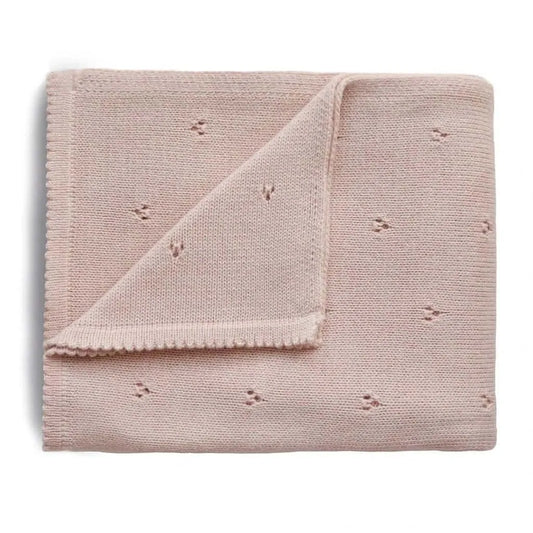 Mushie Knitted Baby Blanket (Pointelle Blush)