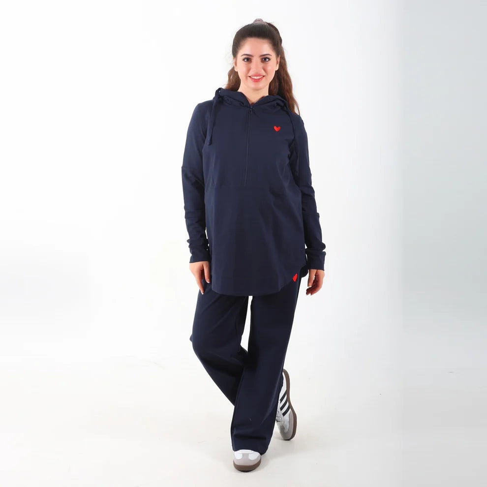Become a Mom Maternity Tracksuit (Navy, Medium)