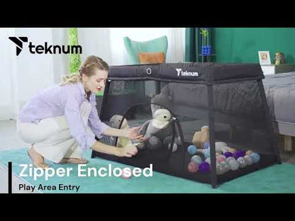 Teknum Portable Quick fold Playard & Cot with Zipper Door & Carry Bag (Midnight Black)