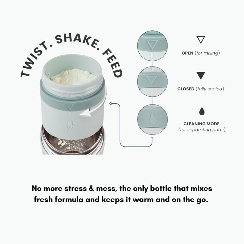Milk + Water All In One Baby Bottle Stainless Steel (9oz, Dusty PInk, Fast Flow)