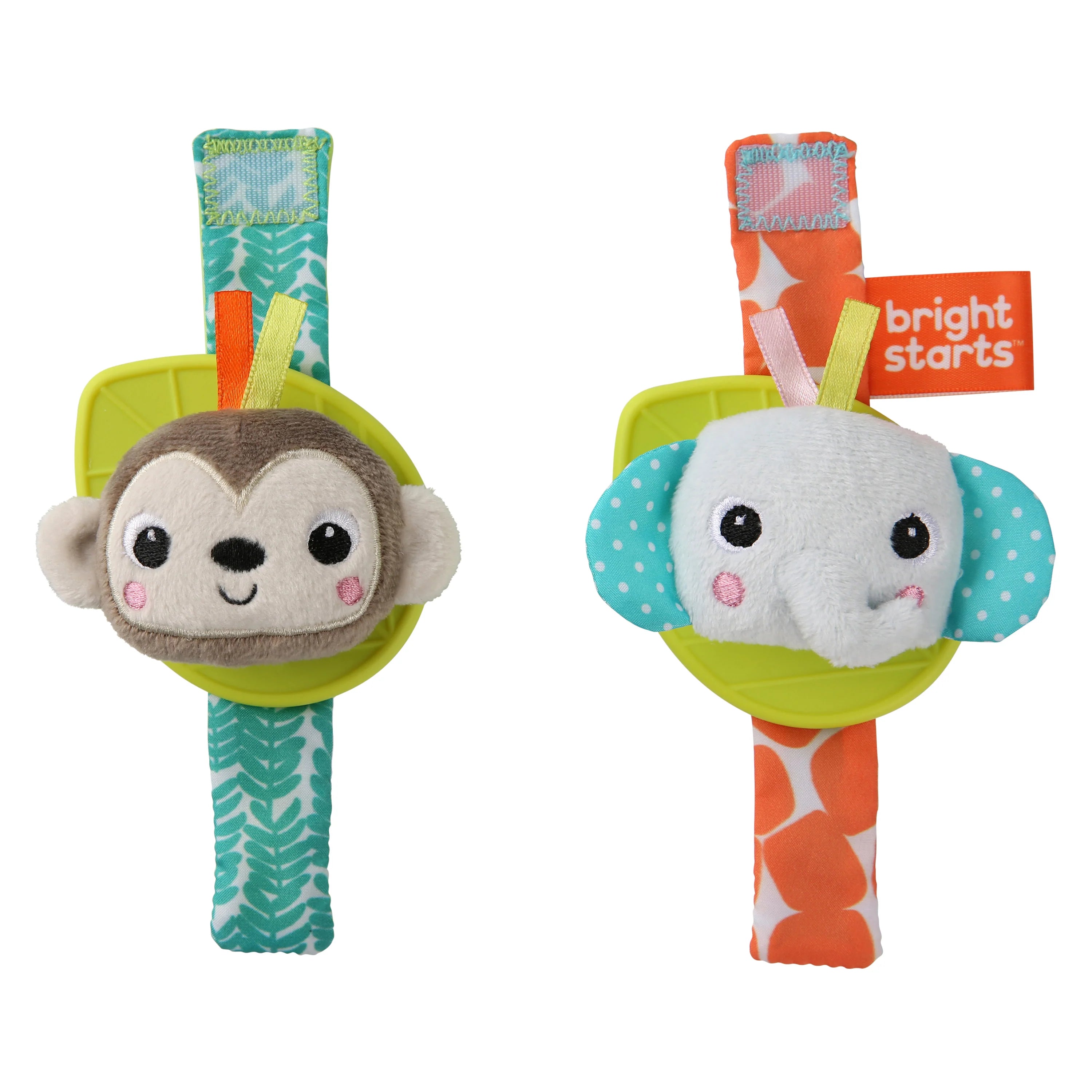 Bright Starts Rattle & Teethe Wrist Pals Toy (Monkey & Elephant)