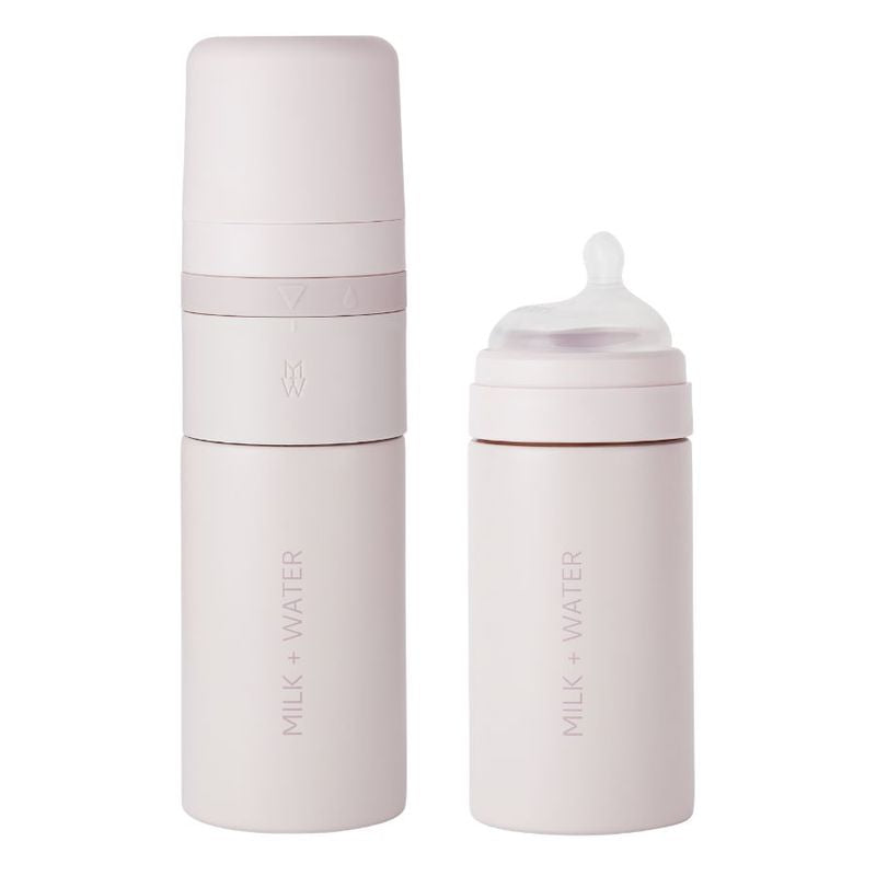 Milk + Water All In One Baby Bottle Stainless Steel (9oz, Dusty PInk, Fast Flow)