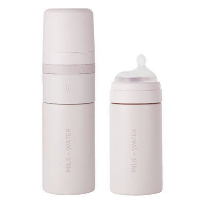 Milk + Water All In One Baby Bottle Stainless Steel (9oz, Dusty PInk, Fast Flow)