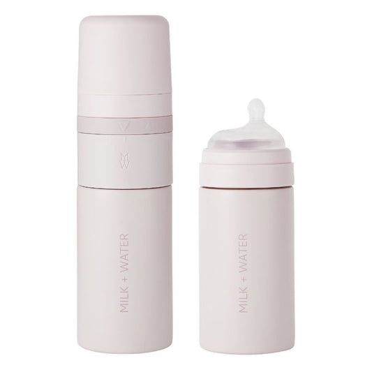 Milk + Water All In One Baby Bottle Stainless Steel (9oz, Dusty PInk, Medium Flow)