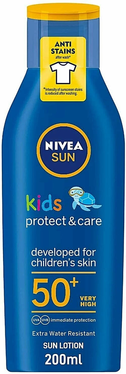لوشن نيفيا الواقي من الشمس للأطفال حماية وعناية بعامل حماية من الشمس 50+ (200ml)