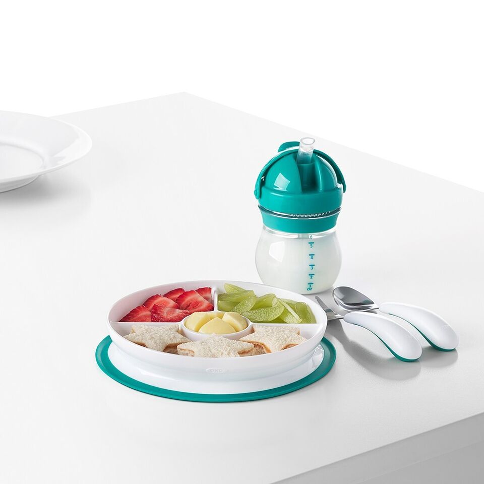 OXO Tot Stick & Stay Suction Divided Plate - Teal