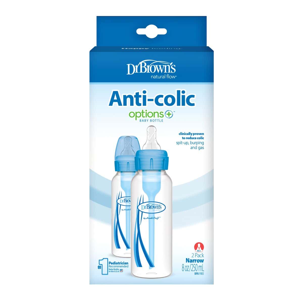Dr. Brown's PP Narrow Options+ Bottle (250ml, Blue) - Pack of 2