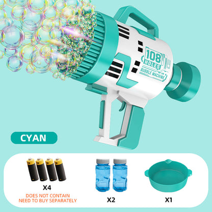 Little Story Bubble Machine Gun With Light/Bubble Maker - Cyan (108 Holes)