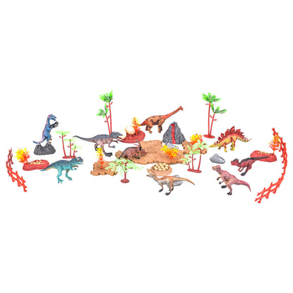 Little Story Toy Dino World Set With 9Pcs Dinosaur, Scene Carpet and Accessories (18 Pcs)