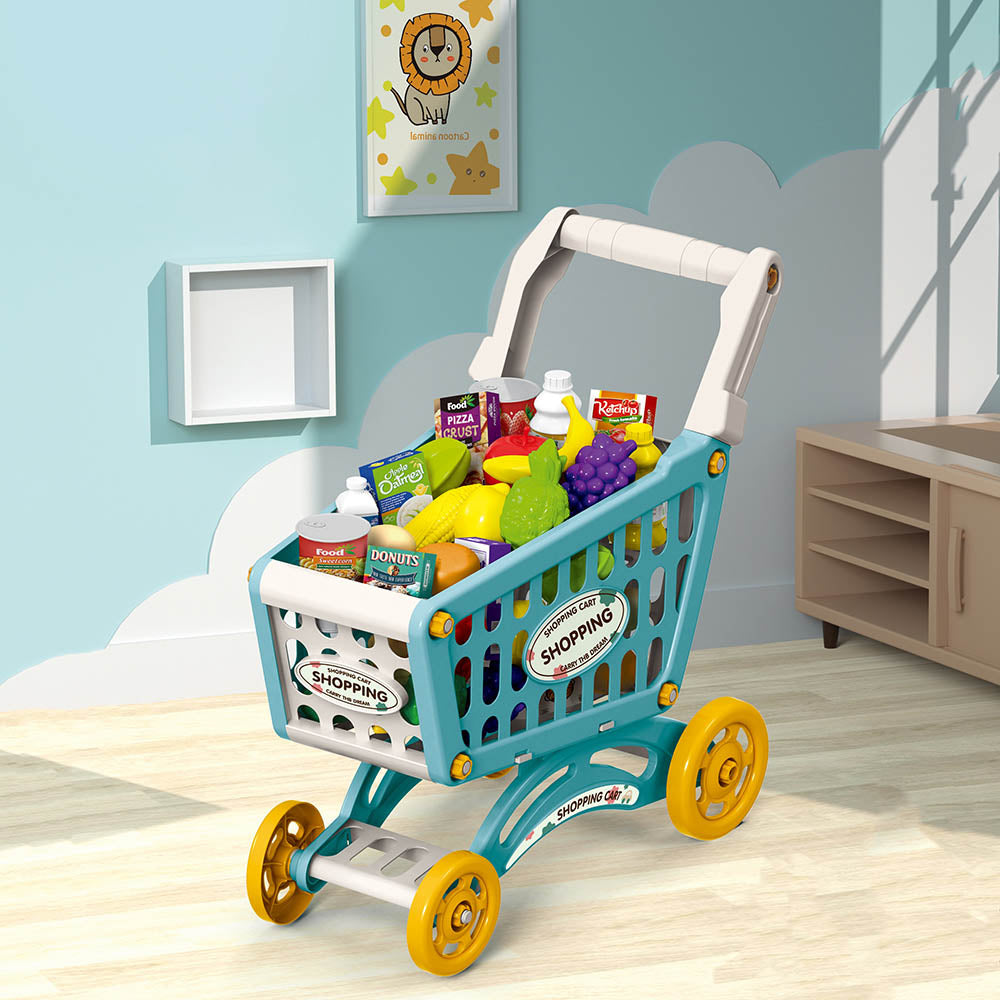 Little Story Role Play Market Shopping Cart Toy Set (56 Pcs, Green)