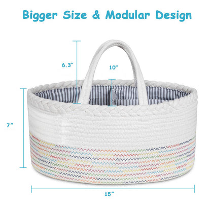 Little Story Cotton Rope Diaper Caddy (White Rainbow)
