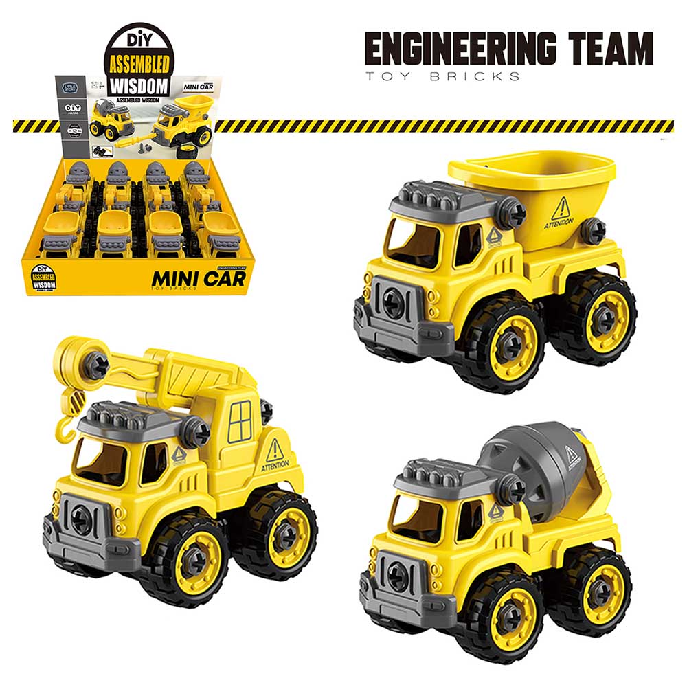 Little Story Kids Toy Assembled Wisdom Cars - Set of 12 (Yellow)