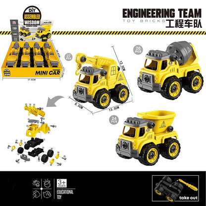 Little Story Kids Toy Assembled Wisdom Cars - Set of 12 (Yellow)