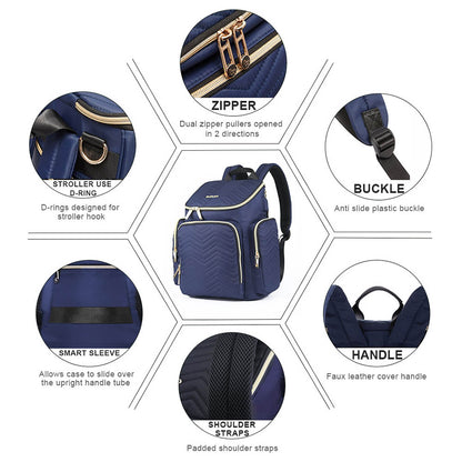 Little Story Georgia Diaper Bag With Changing Pad & Stroller Hooks
