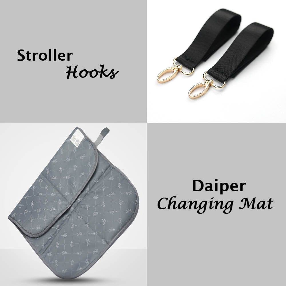 Little Story Georgia Diaper Bag With Changing Pad & Stroller Hooks