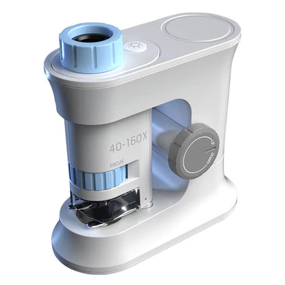 Little Story Scientific Portable Optical Microscope Toy Stem Series (40-160X Zoom, Blue)