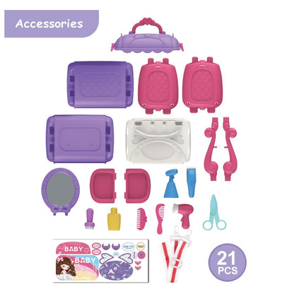 Little Story Role Play Beautician Toy Set Satchel (21 Pcs, Purple)