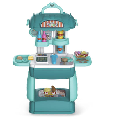 Little Story Multi Function 3 in 1 Mobile Store Toy Set (35 Pcs, Green)