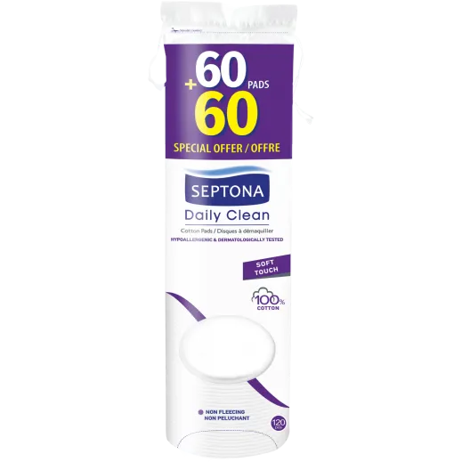 Septona Round Cotton Pads for Daily Cleaning (120 Pcs)