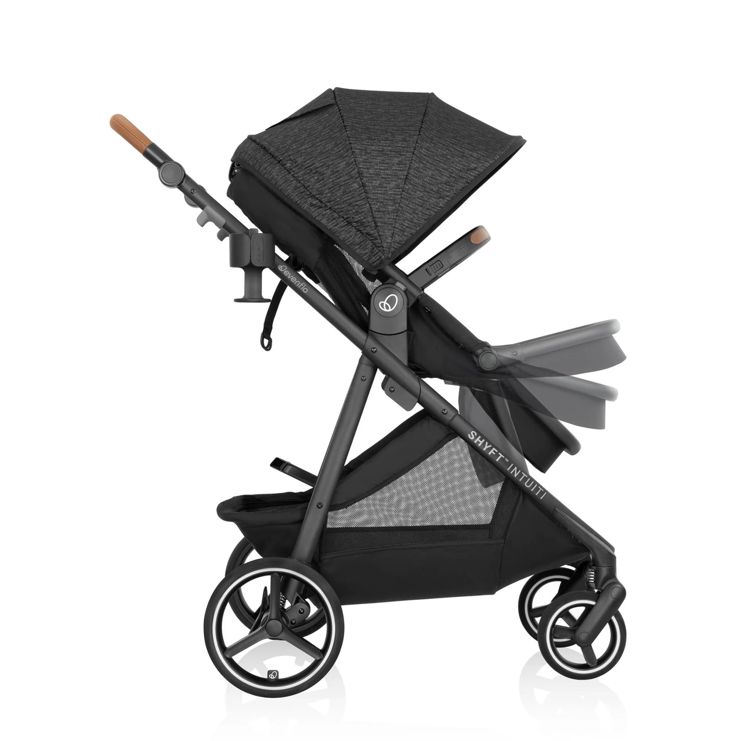 Evenflo Shyft Intuiti Travel System with Revolve180 LiteMax NXT Rotating Infant Car Seat (Black Shale)