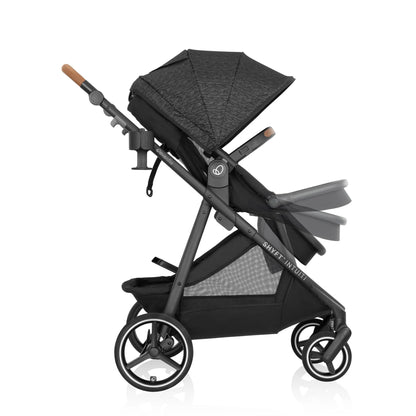 Evenflo Shyft Intuiti Travel System with Revolve180 LiteMax NXT Rotating Infant Car Seat (Black Shale)