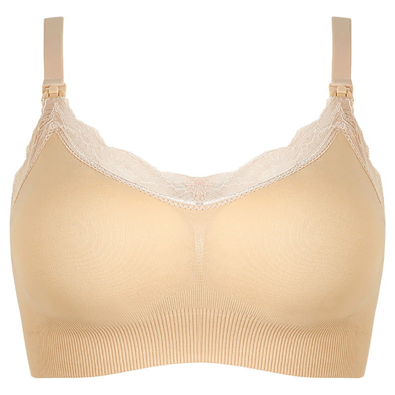 Blooming Blossom Nursing Lace Trim Bra (Nude)