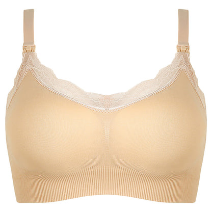 Blooming Blossom Nursing Lace Trim Bra (Nude)