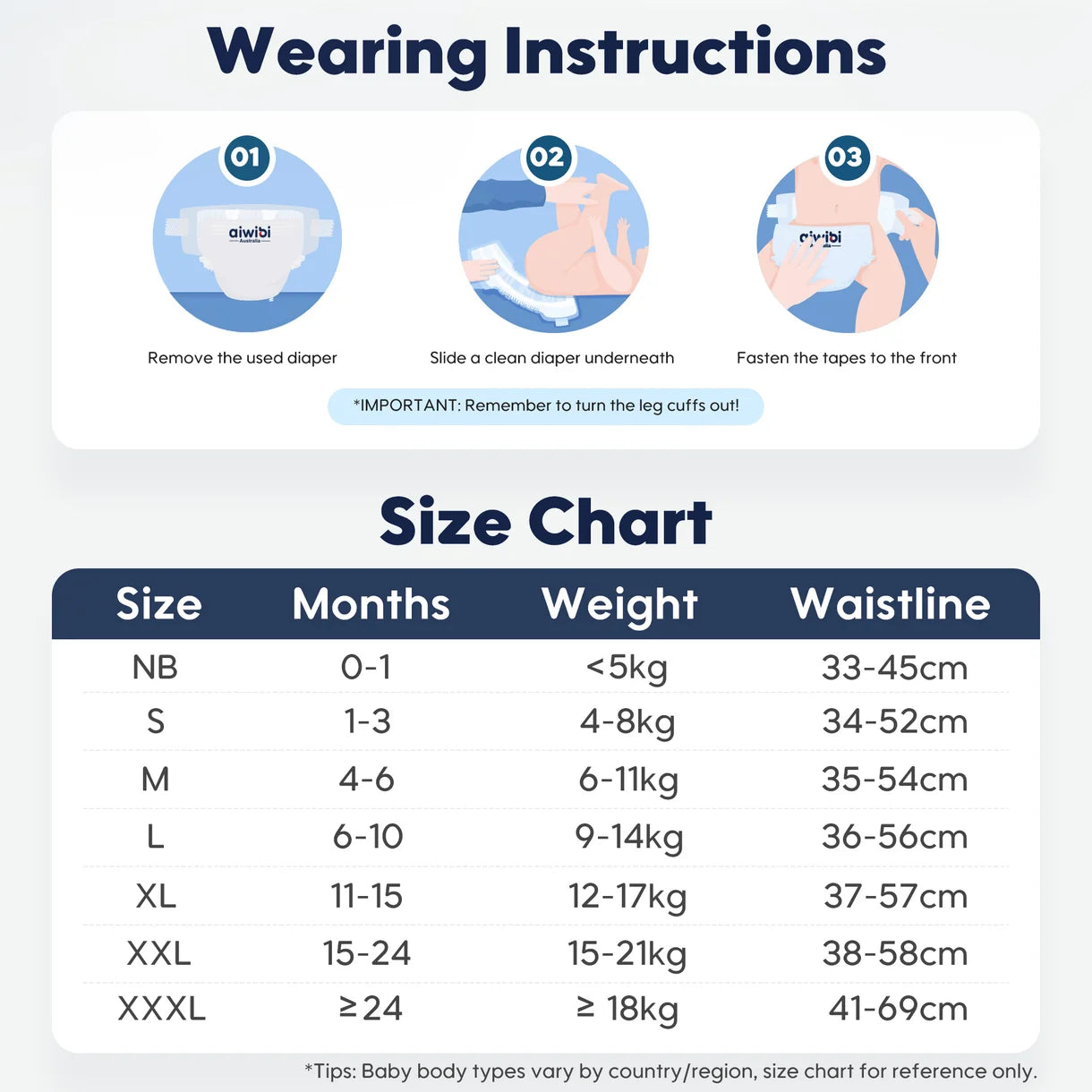 Aiwibi Ultimate Comfort Silky-Soft Premium Disposable Baby Diapers