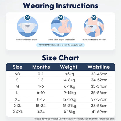 Aiwibi Ultimate Comfort Silky-Soft Premium Disposable Baby Diapers