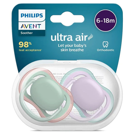 AVENT Ultra Air Sother، من عمر 6 إلى 18 شهرًا، عبوتان غير مزخرفتين