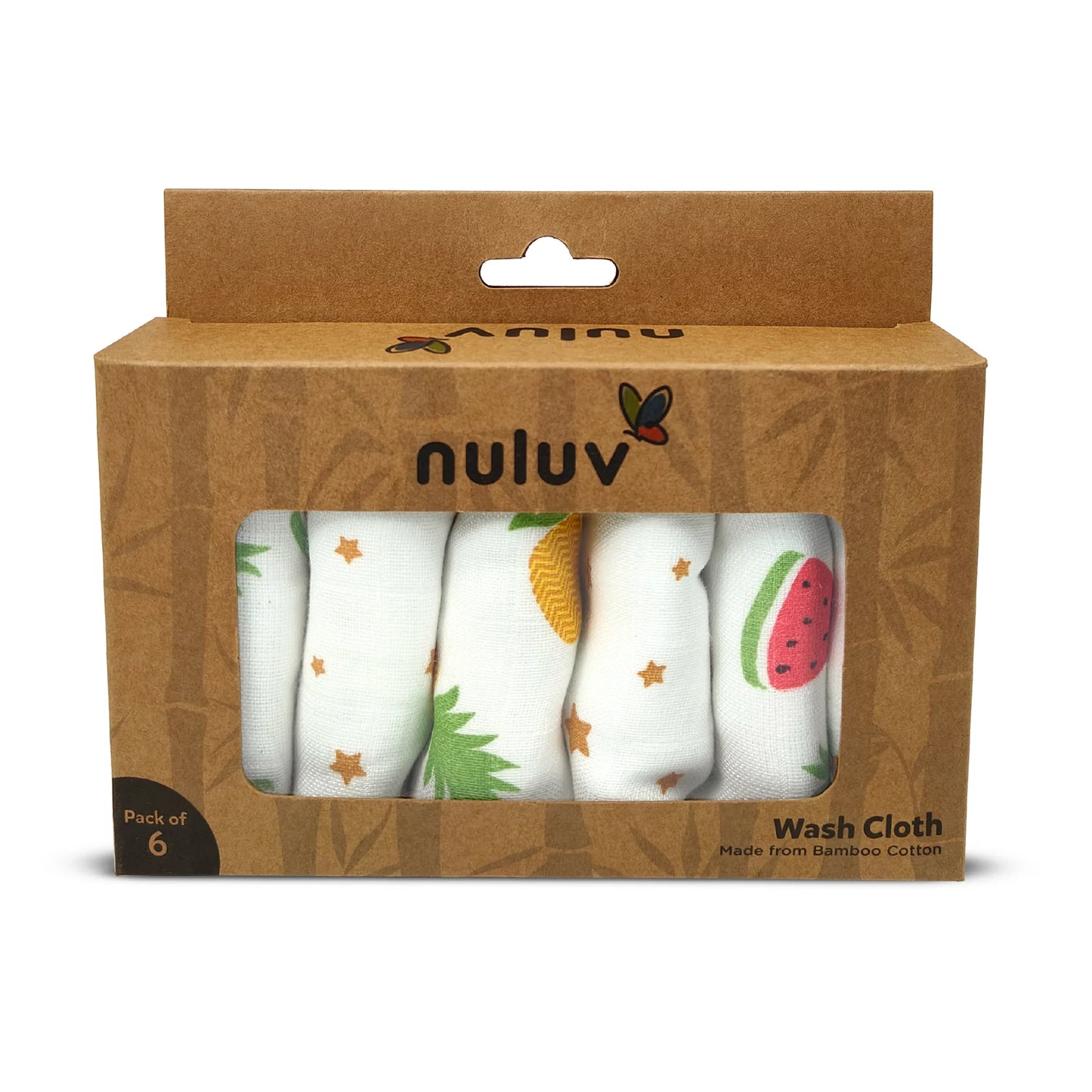 Nuluv Ultra Soft Bamboo Cotton Wash Cloth (Yellow Pineapple) - Pack of 6