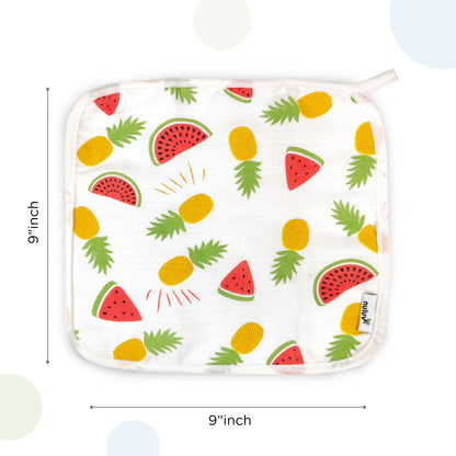 Nuluv Ultra Soft Bamboo Cotton Wash Cloth (Yellow Pineapple) - Pack of 6