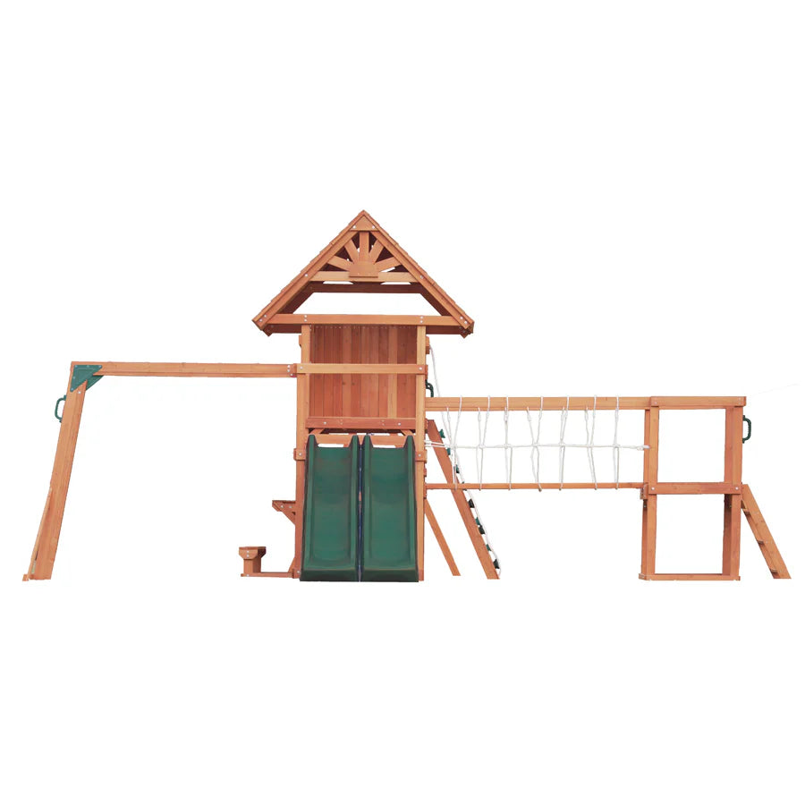 Mountpeak Double Decker Everest Swing Set & Playhouse With Wooden Roof