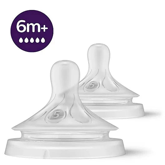 Natural Baby Bottle Nipples by Philips AVENT, Flow 5, 6M+, 2pk.