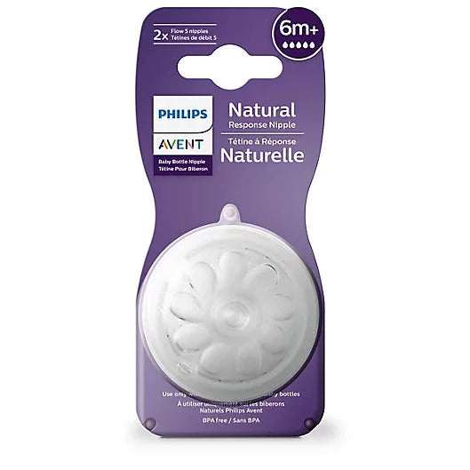 Natural Baby Bottle Nipples by Philips AVENT, Flow 5, 6M+, 2pk.