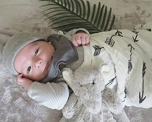 Bamboo Muslin Swaddle Blankets for Boys and Girls, Large 116 x 114 cm, Set of 4.