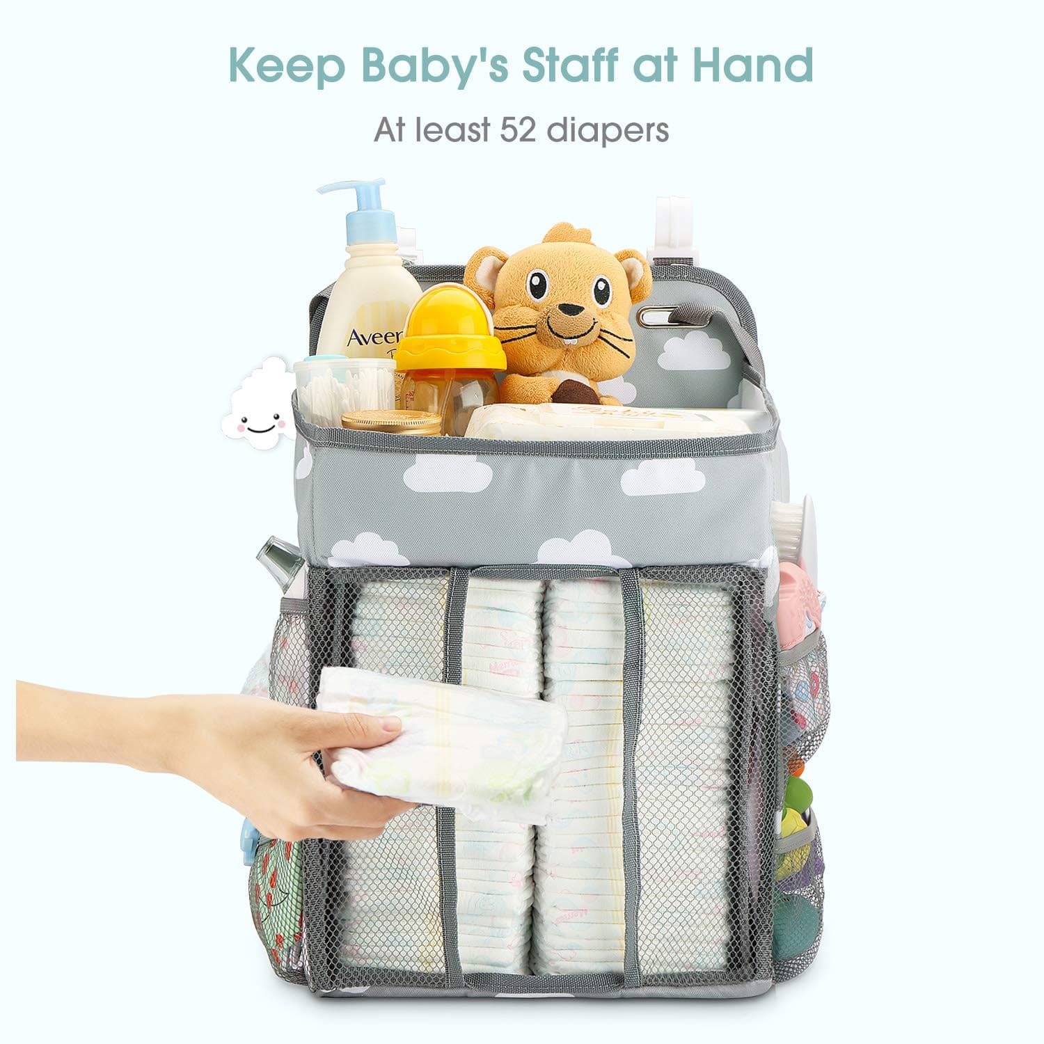 Hanging Diaper Caddy Organizer - Diaper Stacker for Changing Table or Crib.