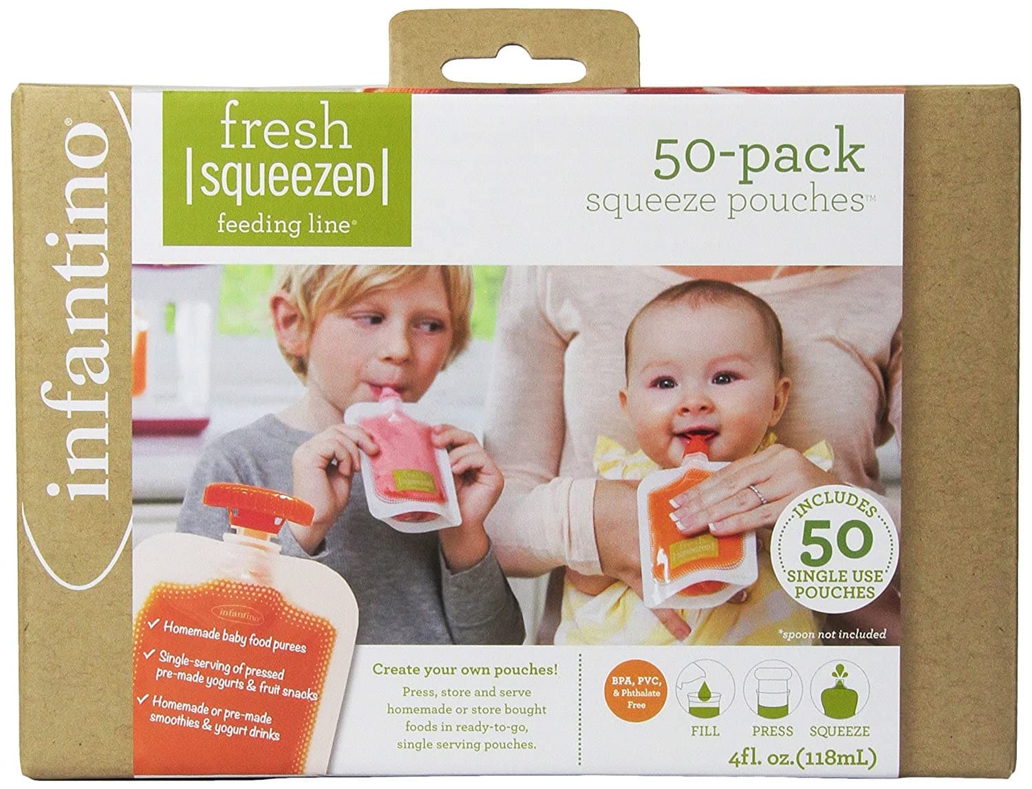 Infantino Disposable Squeeze Pouches - Pack of 50.